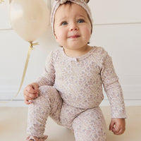 Organic Cotton Long Sleeve Bodysuit - Amber Floral Lilac Ash Childrens Bodysuit from Jamie Kay USA