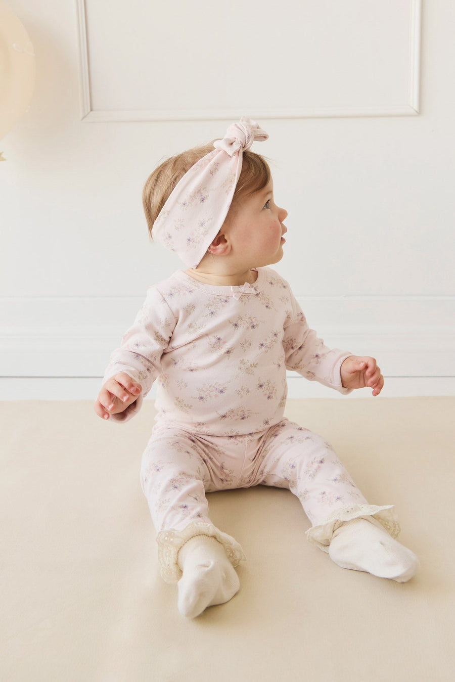 Organic Cotton Everyday Legging - Sweet Pea Floral Childrens Legging from Jamie Kay USA