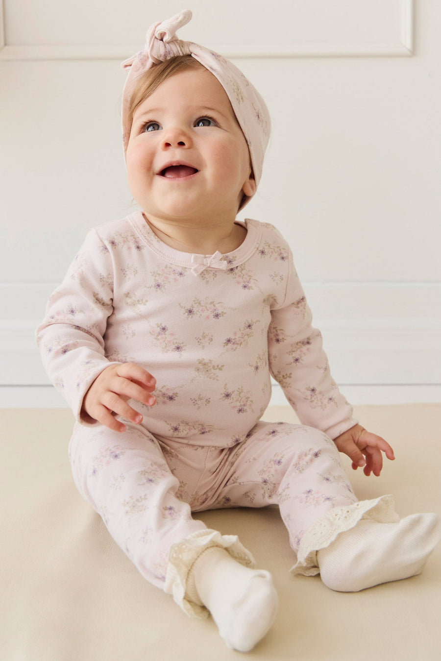 Organic Cotton Everyday Legging - Sweet Pea Floral Childrens Legging from Jamie Kay USA