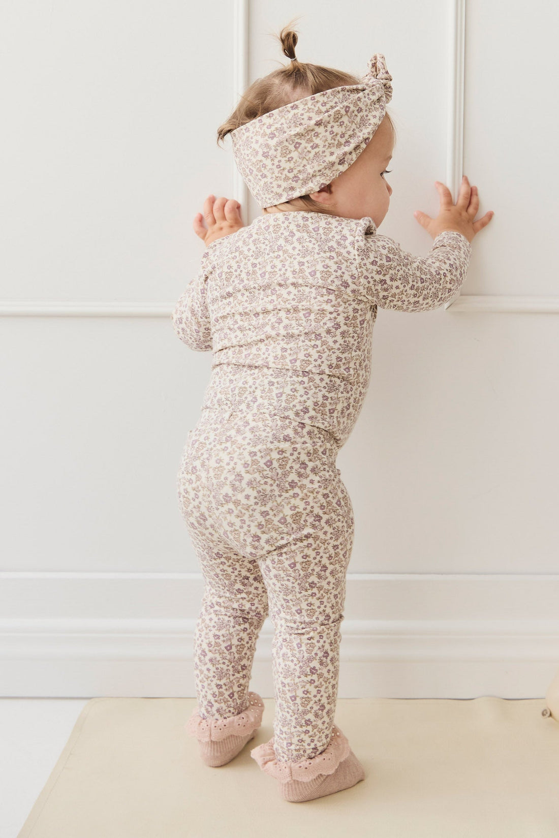 Organic Cotton Modal Long Sleeve Bodysuit - Amber Eggnog Childrens Bodysuit from Jamie Kay USA