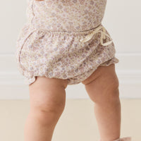 Organic Cotton Frill Bloomer - Amber Floral Lilac Ash Childrens Bloomer from Jamie Kay USA