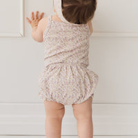 Organic Cotton Bridget Singlet Bodysuit - Amber Floral Lilac Ash Childrens Singlet Bodysuit from Jamie Kay USA