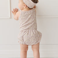 Organic Cotton Bridget Singlet Bodysuit - Amber Floral Lilac Ash Childrens Singlet Bodysuit from Jamie Kay USA