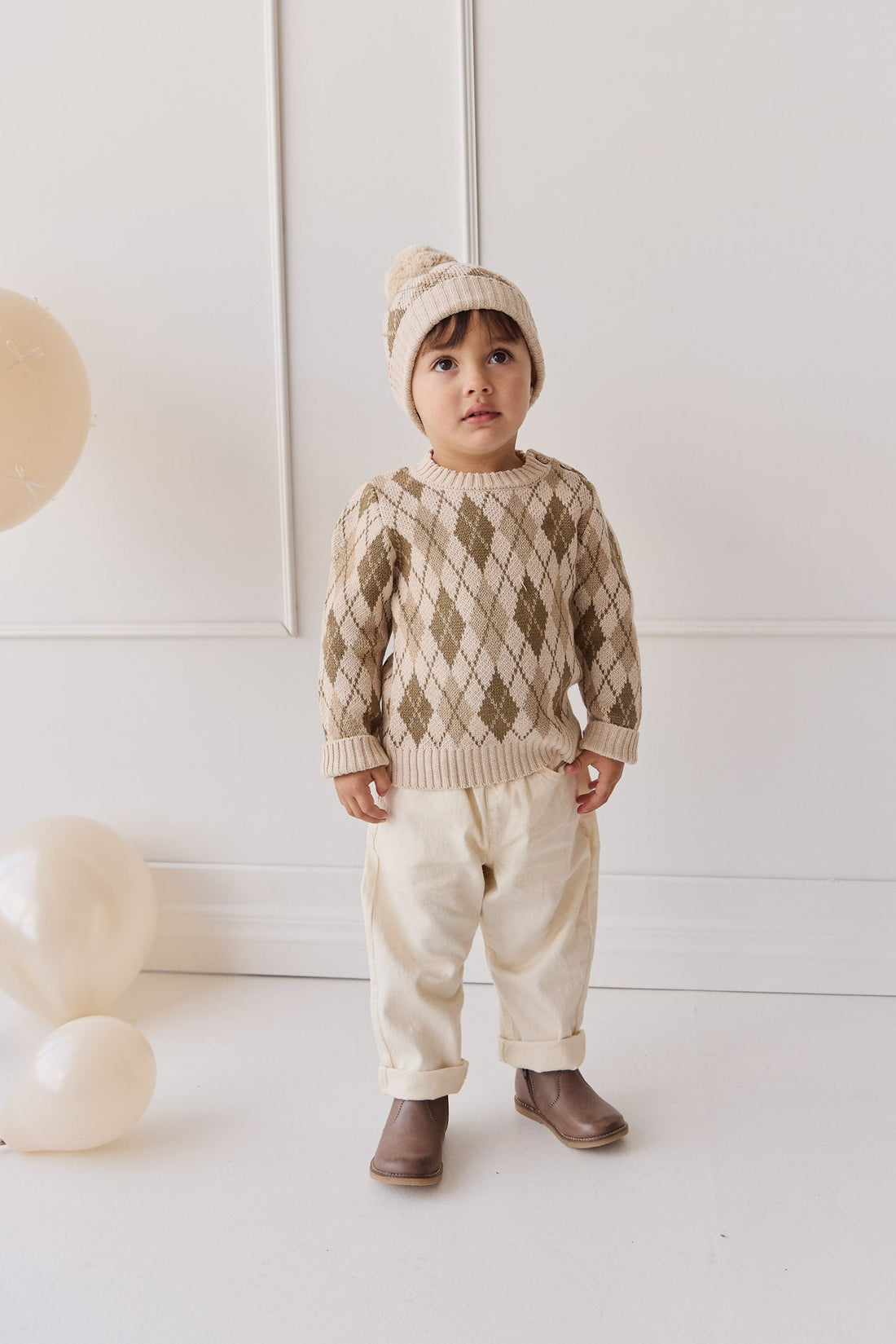 Enzo Jumper - Enzo Jacquard Oatmeal Marle Childrens Jumper from Jamie Kay USA