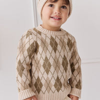 Enzo Hat - Enzo Jacquard Oatmeal Marle Childrens Beanie from Jamie Kay USA