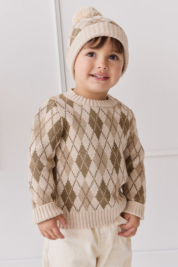 Enzo Jumper - Enzo Jacquard Oatmeal Marle Childrens Jumper from Jamie Kay USA