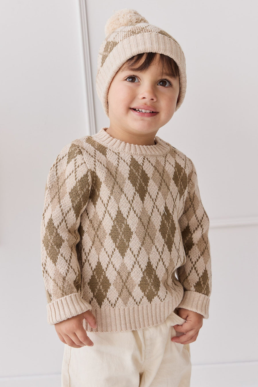 Enzo Hat - Enzo Jacquard Oatmeal Marle Childrens Beanie from Jamie Kay USA