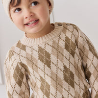 Enzo Jumper - Enzo Jacquard Oatmeal Marle Childrens Jumper from Jamie Kay USA