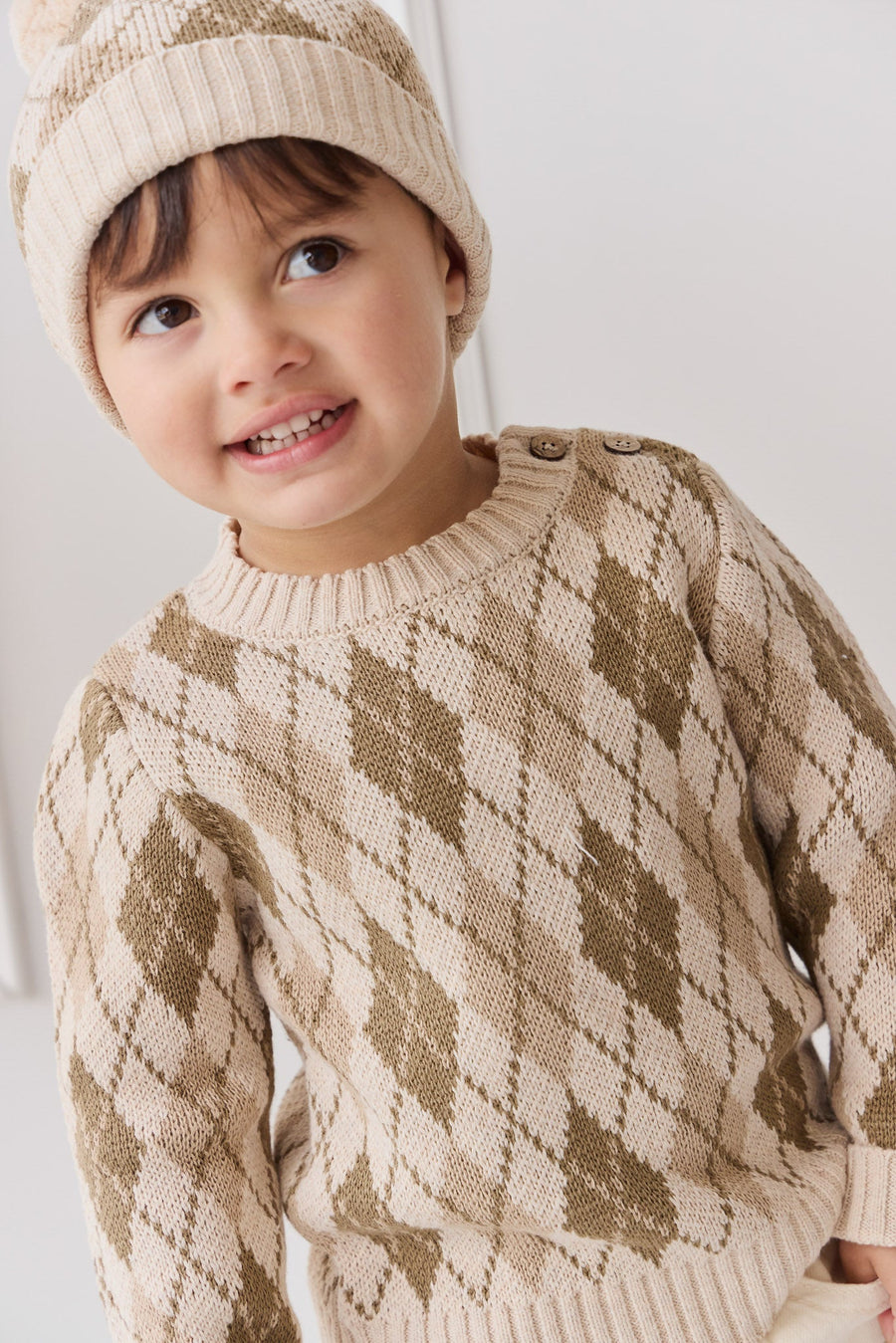 Enzo Jumper - Enzo Jacquard Oatmeal Marle Childrens Jumper from Jamie Kay USA