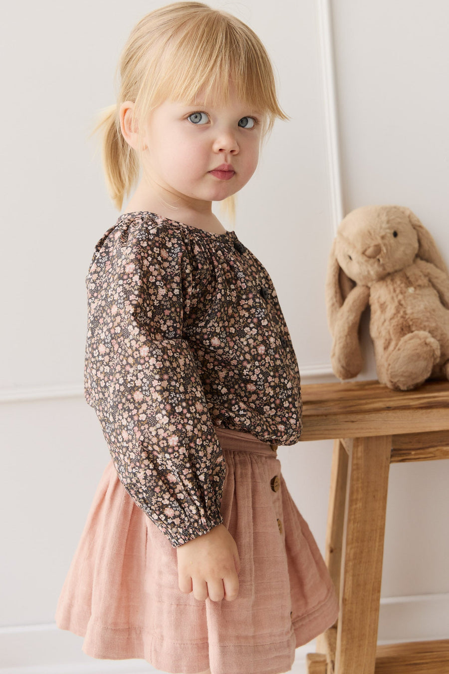 Organic Cotton Heather Blouse - Winter Moonless Night Childrens Top from Jamie Kay USA