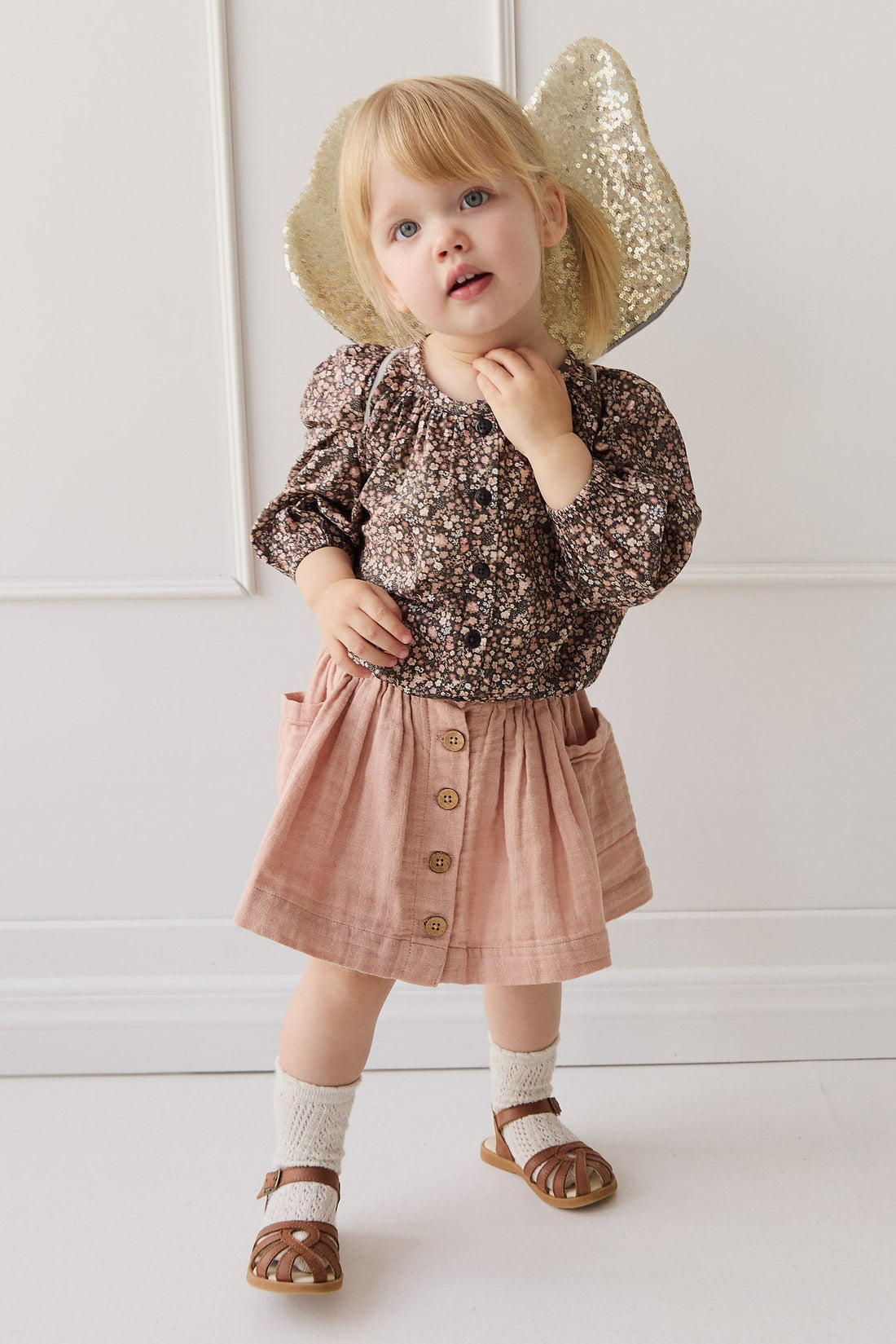 Organic Cotton Heather Blouse - Winter Moonless Night Childrens Top from Jamie Kay USA