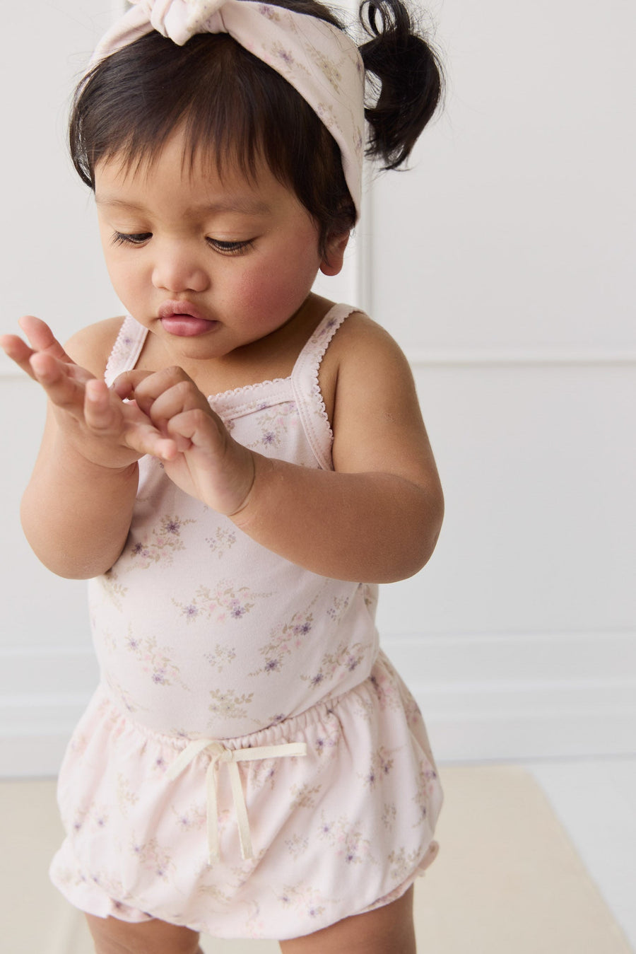 Organic Cotton Frill Bloomer - Sweet Pea Floral Childrens Bloomer from Jamie Kay USA