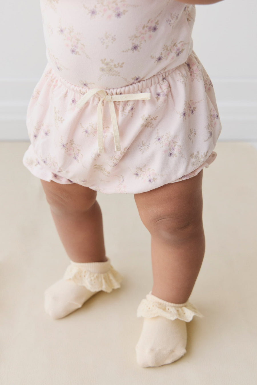 Organic Cotton Frill Bloomer - Sweet Pea Floral Childrens Bloomer from Jamie Kay USA