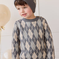 Enzo Jumper - Enzo Jacquard - Lava Smoke Childrens Jumper from Jamie Kay USA