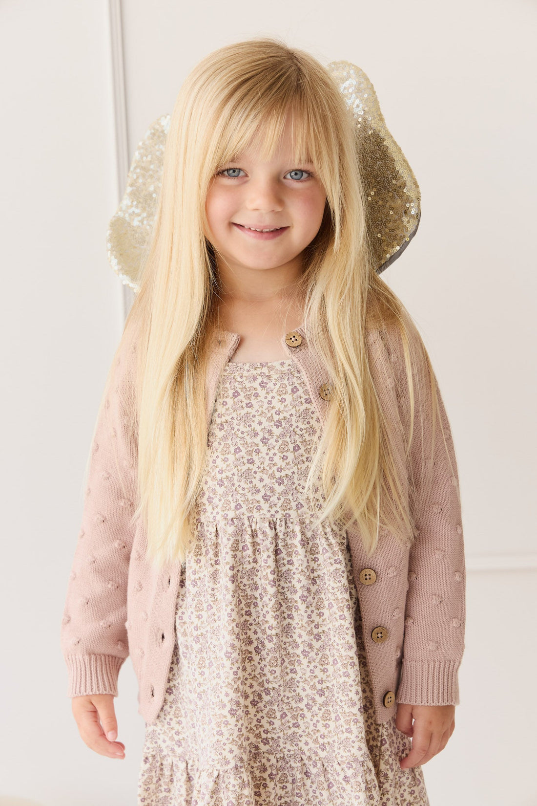 Dotty Cardigan - Dusky Rose Childrens Cardigan from Jamie Kay USA