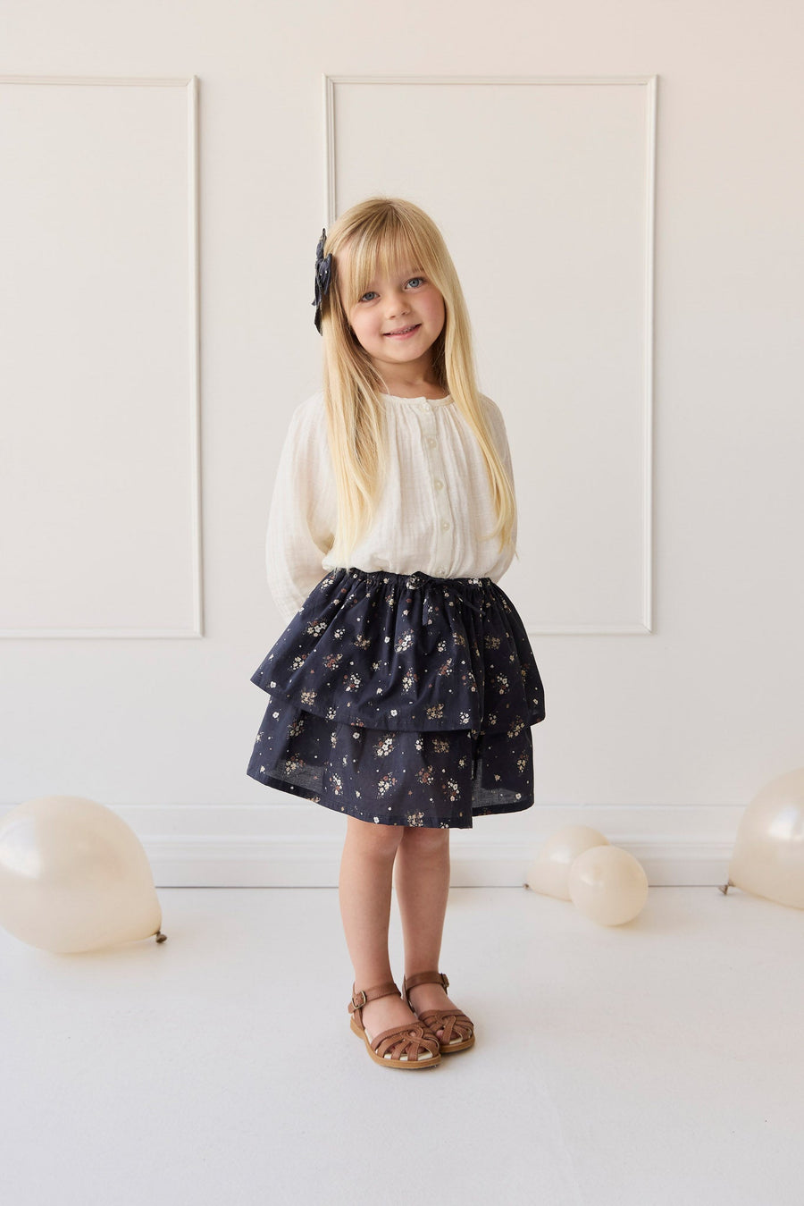 Organic Cotton Muslin Heather Blouse - Parchment Childrens top from Jamie Kay USA