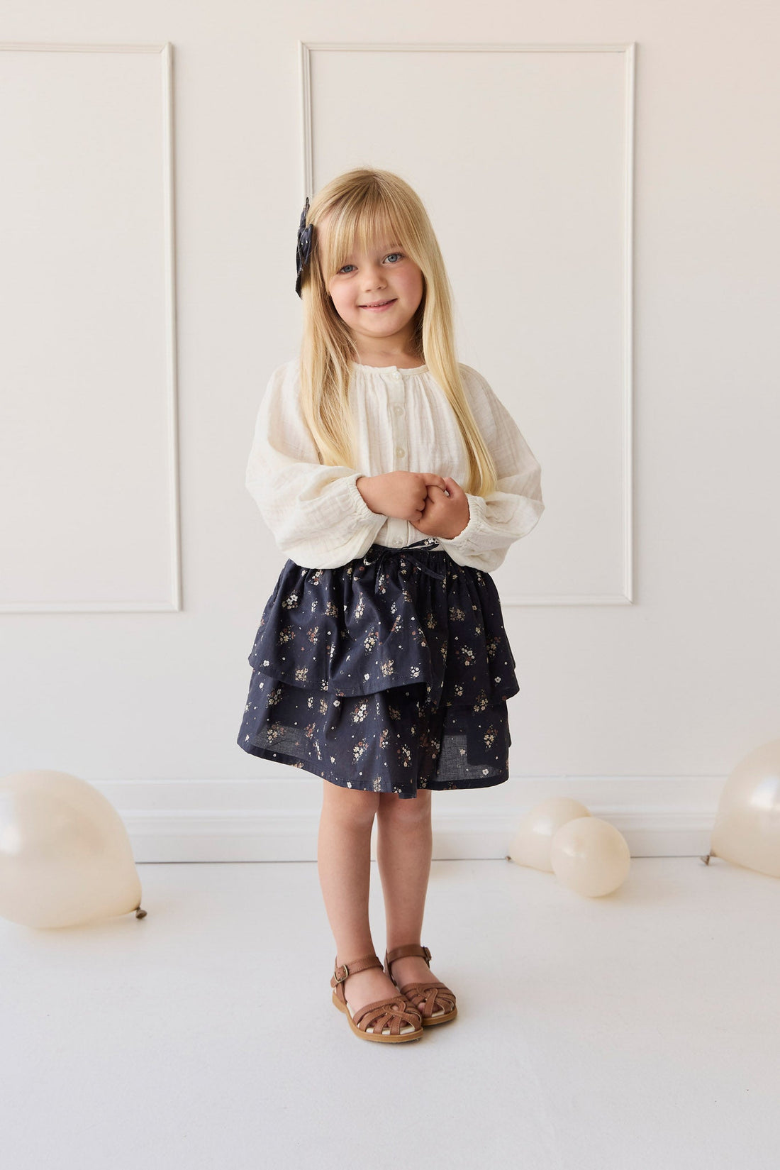 Organic Cotton Muslin Heather Blouse - Parchment Childrens top from Jamie Kay USA