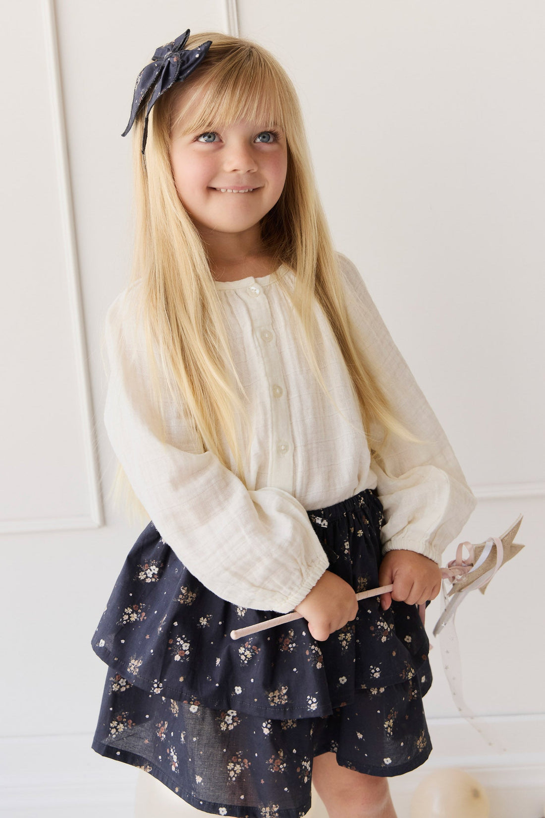 Organic Cotton Muslin Heather Blouse - Parchment Childrens top from Jamie Kay USA