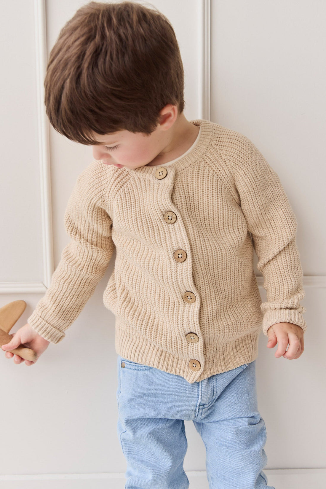 Max Cardigan - Oatmeal Marle Childrens Cardigan from Jamie Kay USA