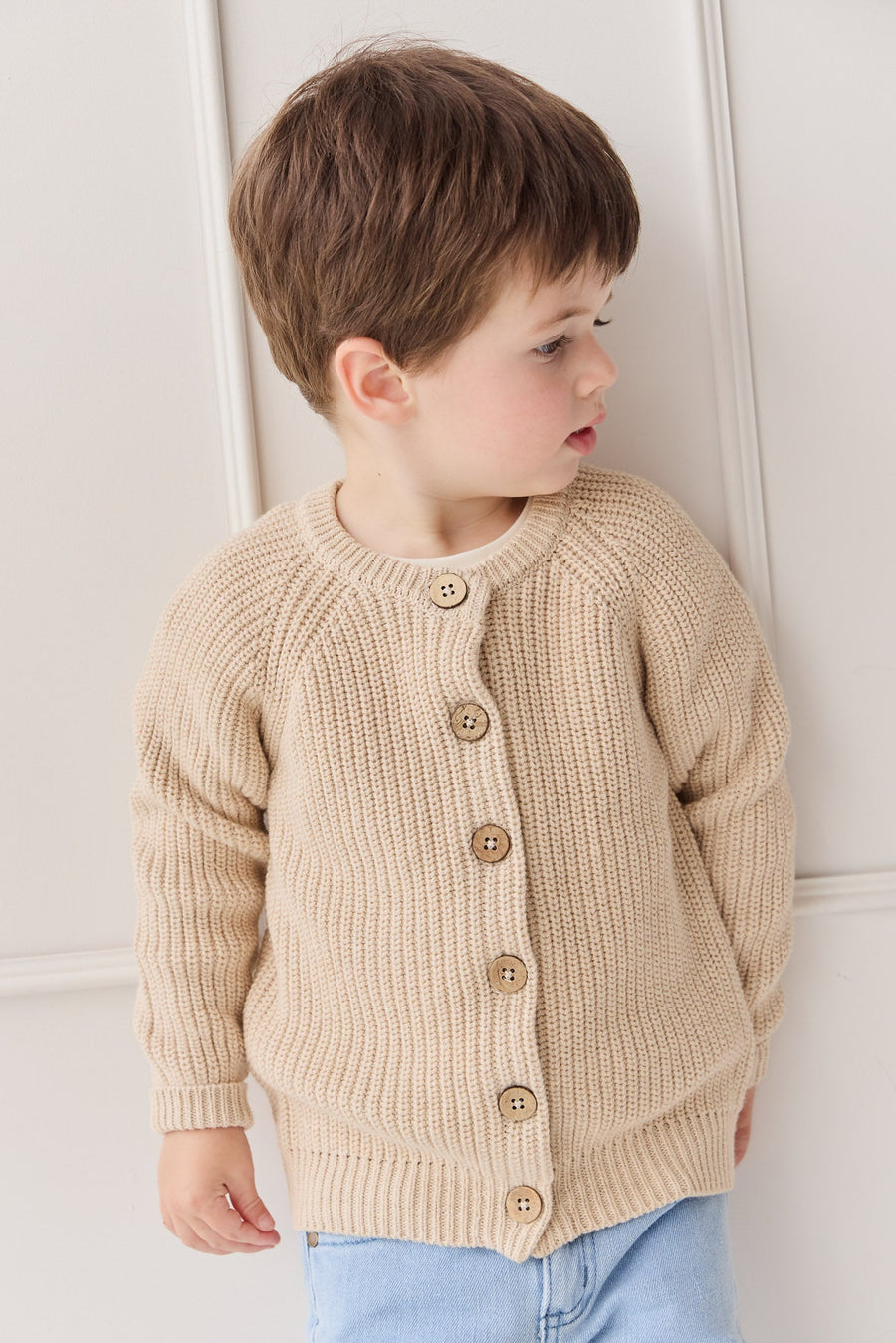 Max Cardigan - Oatmeal Marle Childrens Cardigan from Jamie Kay USA