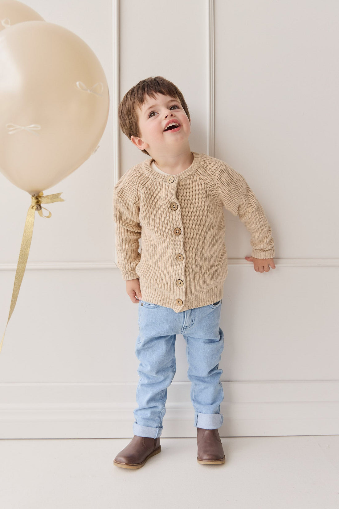 Max Cardigan - Oatmeal Marle Childrens Cardigan from Jamie Kay USA