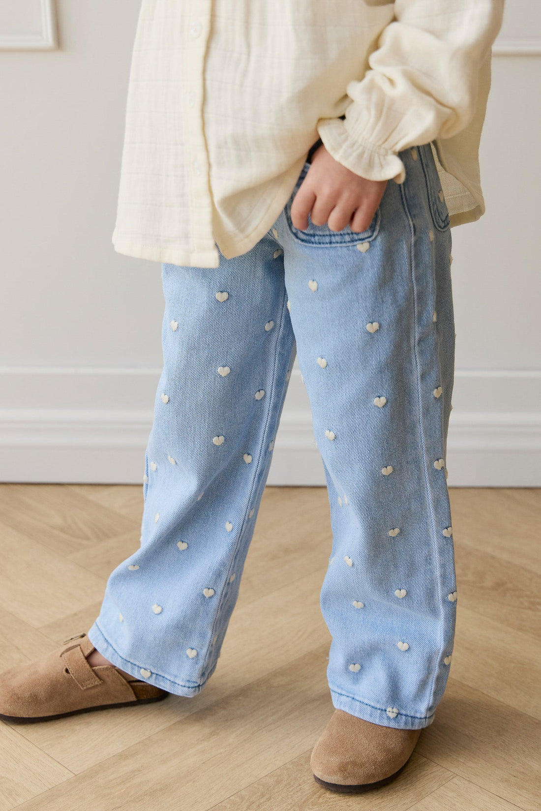 Yvette Pant - Petite Heart Denim Childrens Pant from Jamie Kay USA