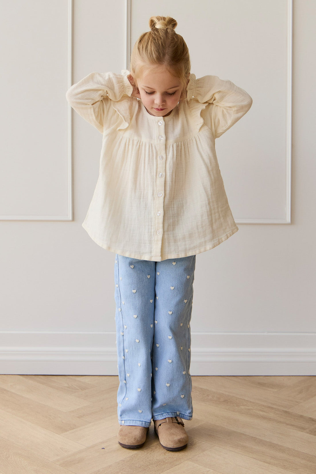 Yvette Pant - Petite Heart Denim Childrens Pant from Jamie Kay USA