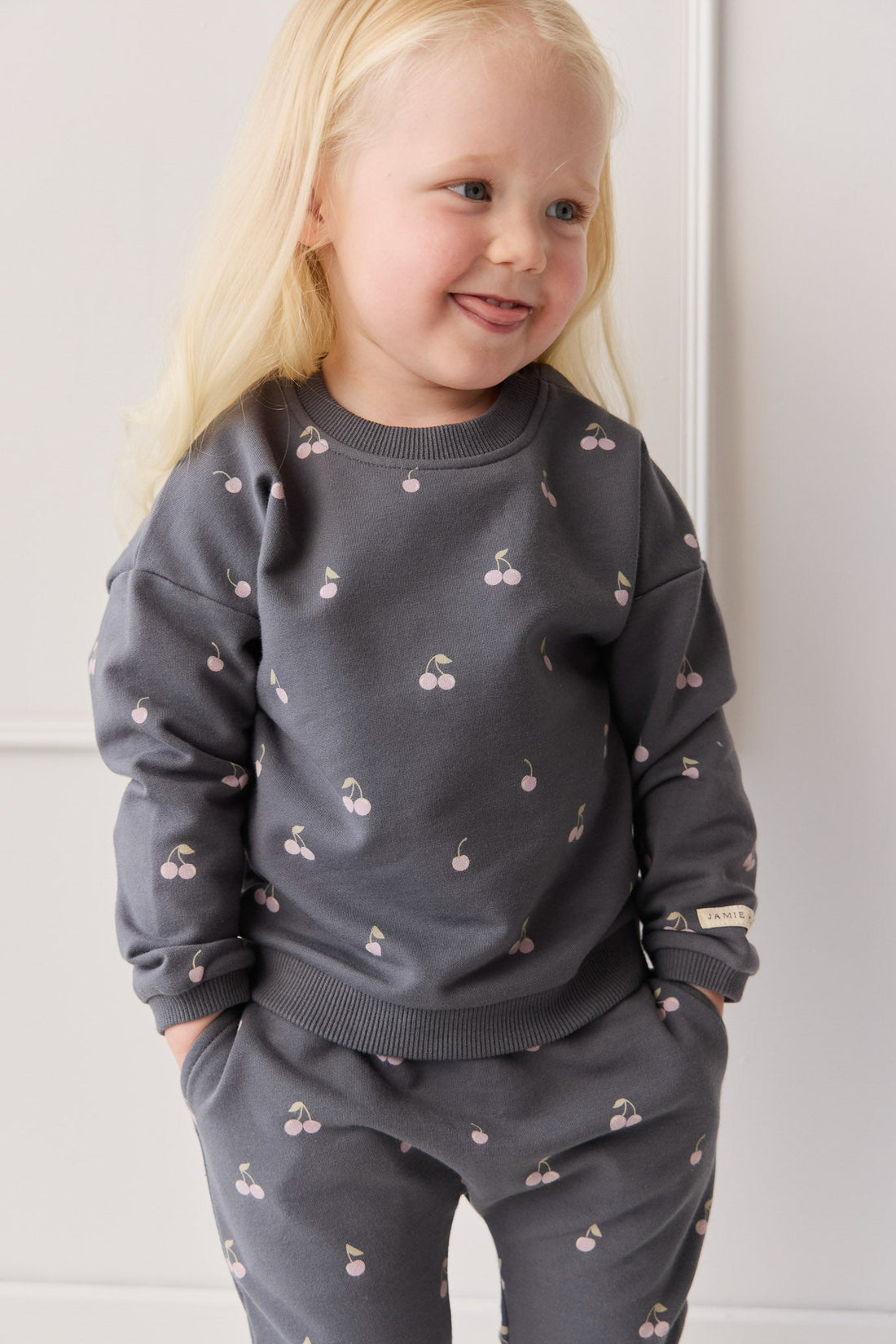 Organic Cotton Bobbie Sweatshirt - Cherry Love Lava Childrens Top from Jamie Kay USA