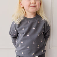 Organic Cotton Bobbie Sweatshirt - Cherry Love Lava Childrens Top from Jamie Kay USA