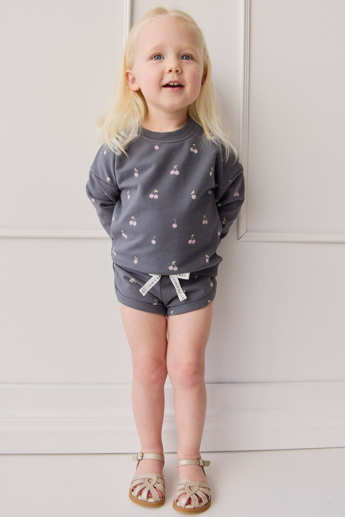 Organic Cotton Ivy Shortie - Cherry Love Lava Childrens Short from Jamie Kay USA