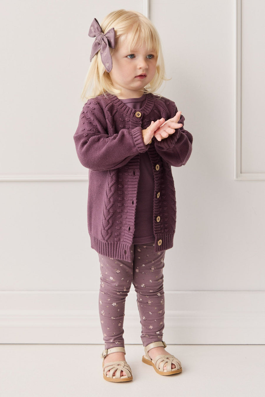 Cable Knit Cardigan - Blackberry Childrens Cardigan from Jamie Kay USA