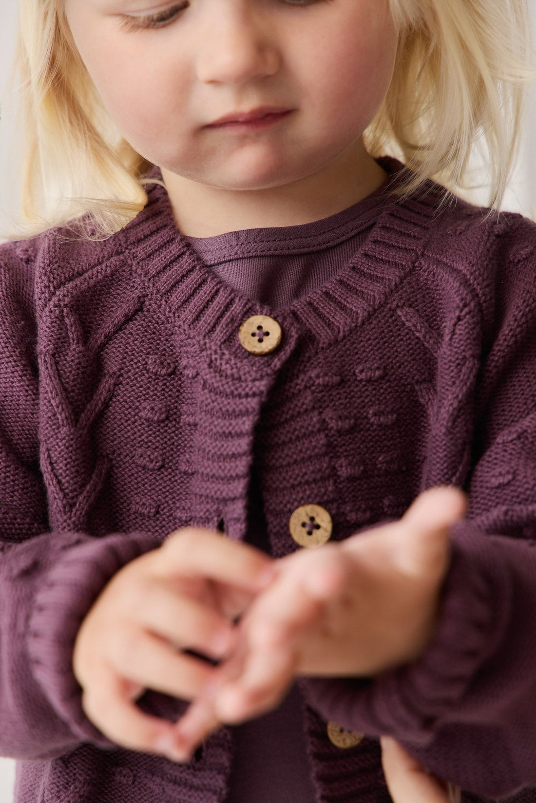 Cable Knit Cardigan - Blackberry Childrens Cardigan from Jamie Kay USA