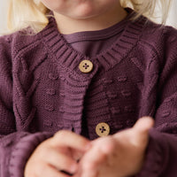 Cable Knit Cardigan - Blackberry Childrens Cardigan from Jamie Kay USA