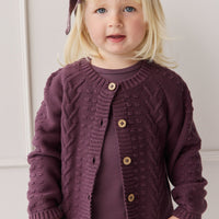 Cable Knit Cardigan - Blackberry Childrens Cardigan from Jamie Kay USA