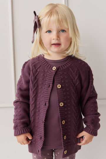 Cable Knit Cardigan - Blackberry Childrens Cardigan from Jamie Kay USA