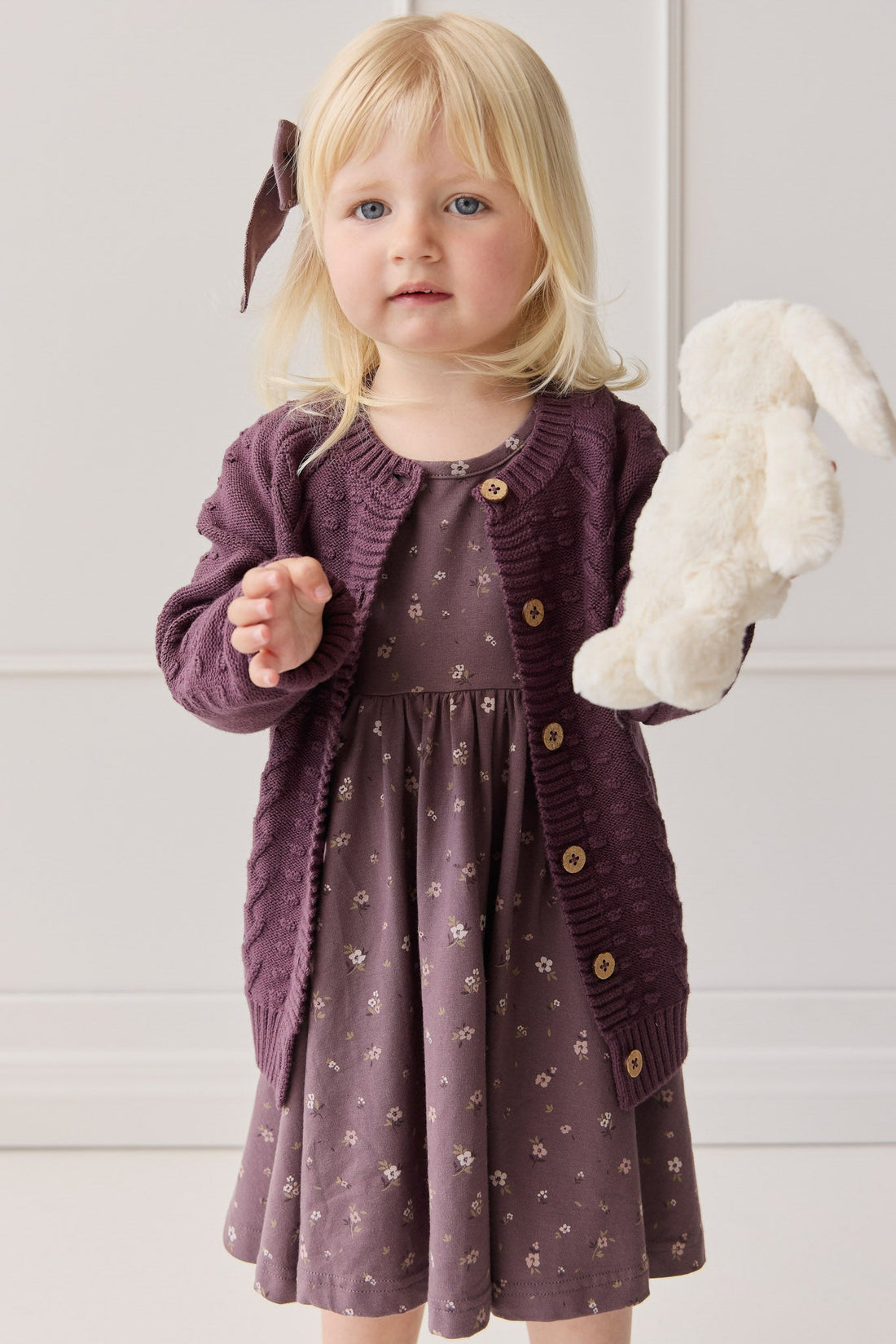 Cable Knit Cardigan - Blackberry Childrens Cardigan from Jamie Kay USA