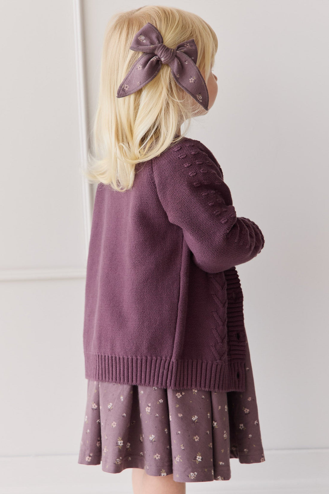 Cable Knit Cardigan - Blackberry Childrens Cardigan from Jamie Kay USA