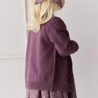 Cable Knit Cardigan - Blackberry Childrens Cardigan from Jamie Kay USA