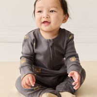 Organic Cotton Reese Zip Onepiece - Bobbie Bears Black Oyster Childrens Onepiece from Jamie Kay USA