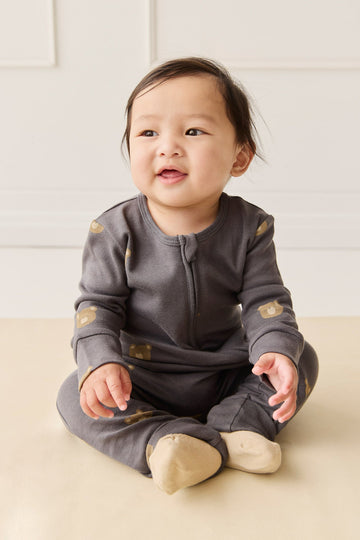 Organic Cotton Reese Zip Onepiece - Bobbie Bears Black Oyster Childrens Onepiece from Jamie Kay USA