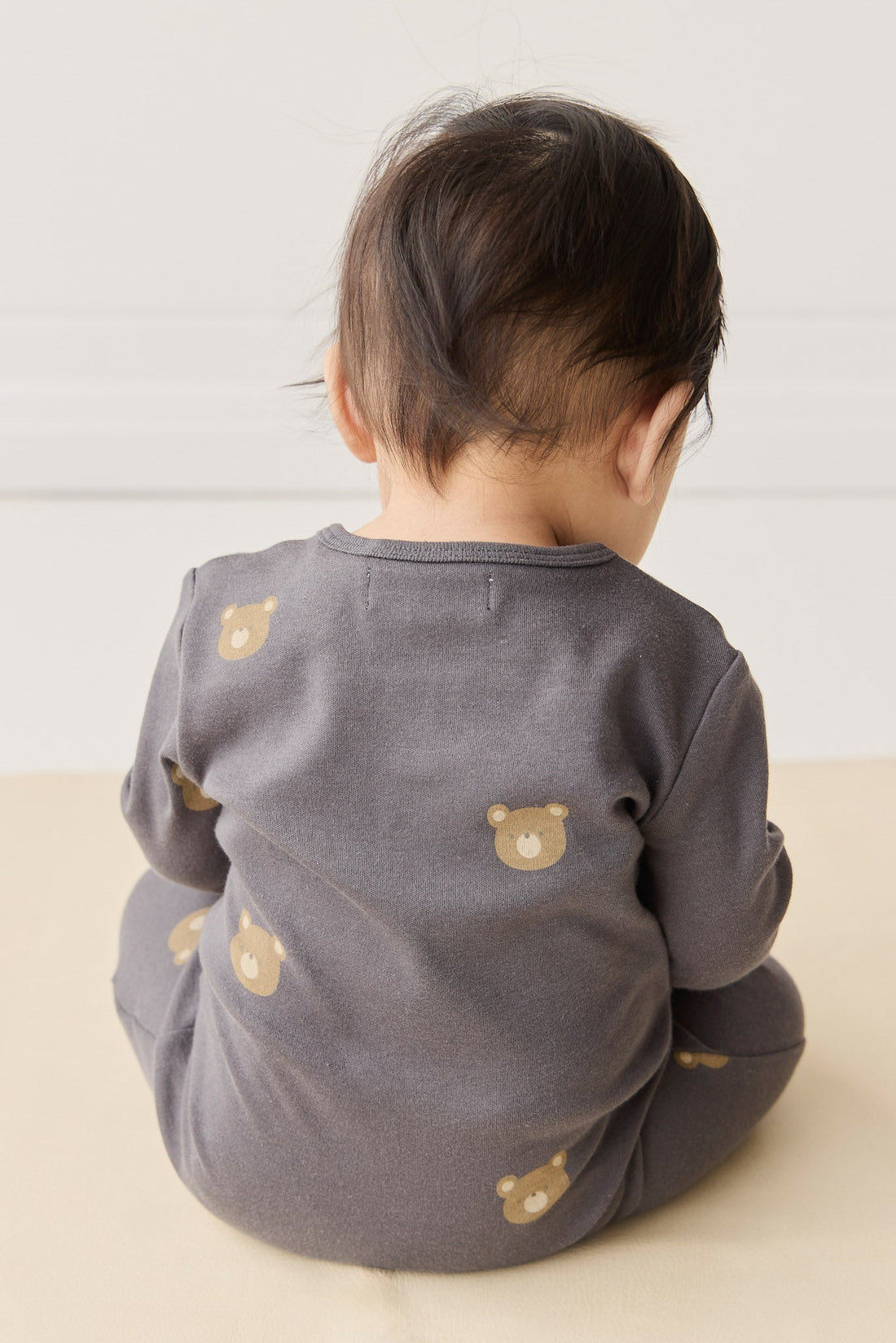 Organic Cotton Reese Zip Onepiece - Bobbie Bears Black Oyster Childrens Onepiece from Jamie Kay USA