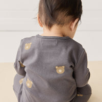 Organic Cotton Reese Zip Onepiece - Bobbie Bears Black Oyster Childrens Onepiece from Jamie Kay USA