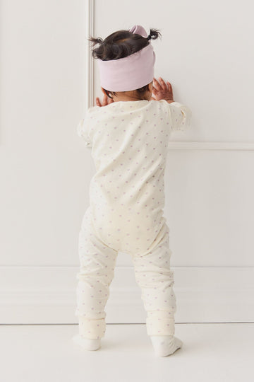 Organic Cotton Reese Zip Onepiece - Mon Amour Vintage Violet Childrens Pyjama from Jamie Kay USA