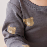 Organic Cotton Fernley Bodysuit - Bobbie Bears Black Oyster Childrens Bodysuit from Jamie Kay USA