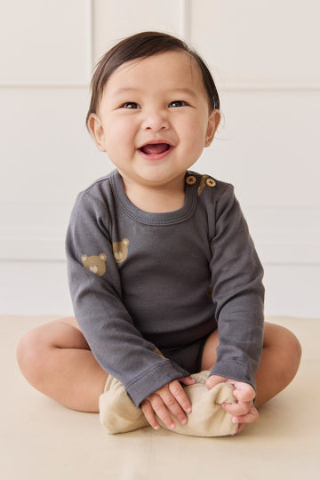 Organic Cotton Fernley Bodysuit - Bobbie Bears Black Oyster Childrens Bodysuit from Jamie Kay USA