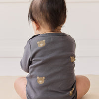 Organic Cotton Fernley Bodysuit - Bobbie Bears Black Oyster Childrens Bodysuit from Jamie Kay USA