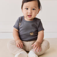 Organic Cotton Hudson Short Sleeve Bodysuit - Bobbie Bears Black Oyster Childrens Bodysuit from Jamie Kay USA