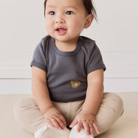 Organic Cotton Hudson Short Sleeve Bodysuit - Bobbie Bears Black Oyster Childrens Bodysuit from Jamie Kay USA