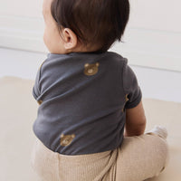 Organic Cotton Hudson Short Sleeve Bodysuit - Bobbie Bears Black Oyster Childrens Bodysuit from Jamie Kay USA