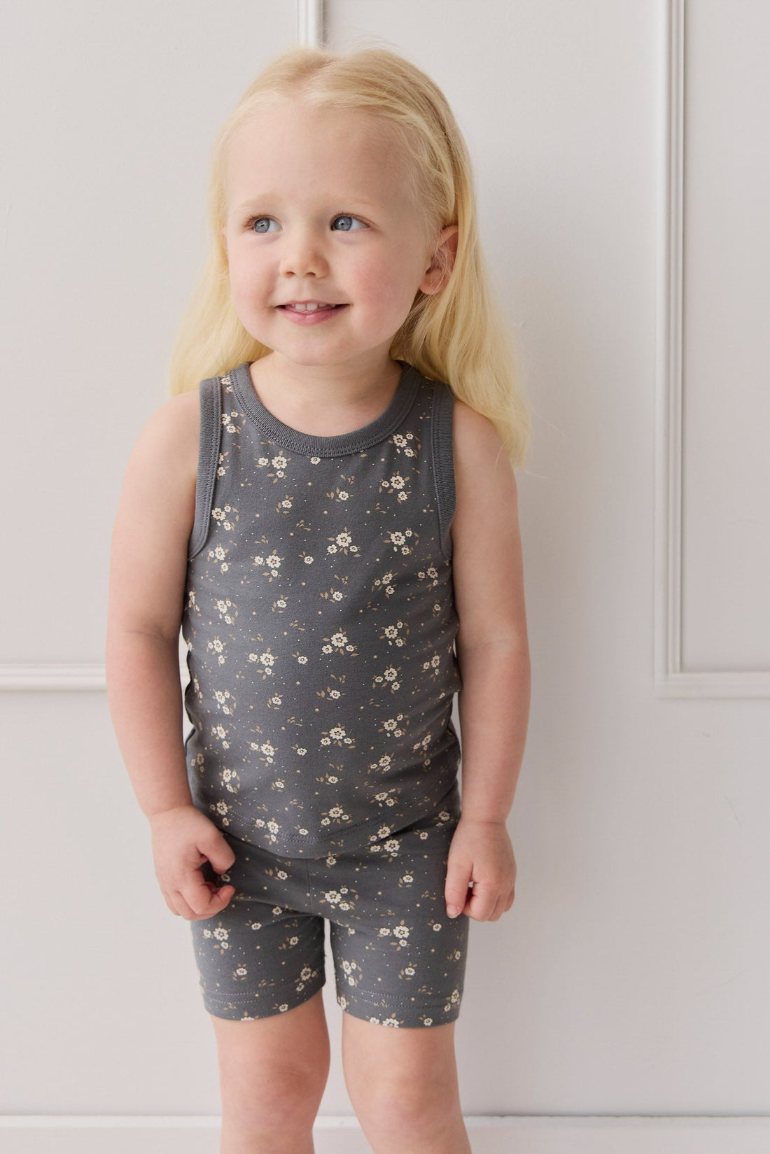 Organic Cotton Molly Singlet - Lulu Bloom Lava Childrens Top from Jamie Kay USA